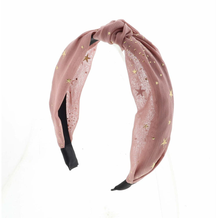 Think Pink and Gold Star Print Headband