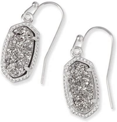Kendra Scott Lee Silver Drop Earrings in Platinum Drusy