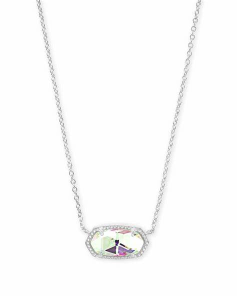 Kendra Scott Elisa Silver Pendant Necklace in Dichroic Glass