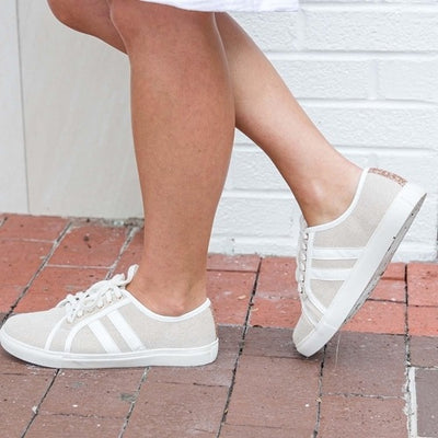 White & Natural Sneakers