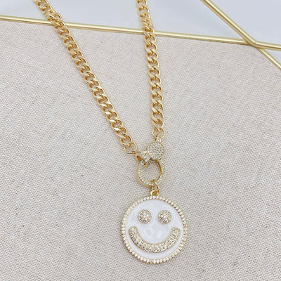 White Pave Smile Necklace