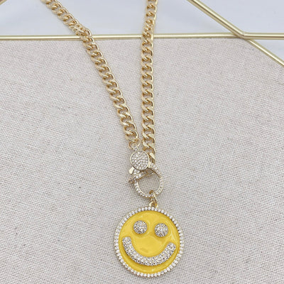 Yellow Pave Smile Necklace